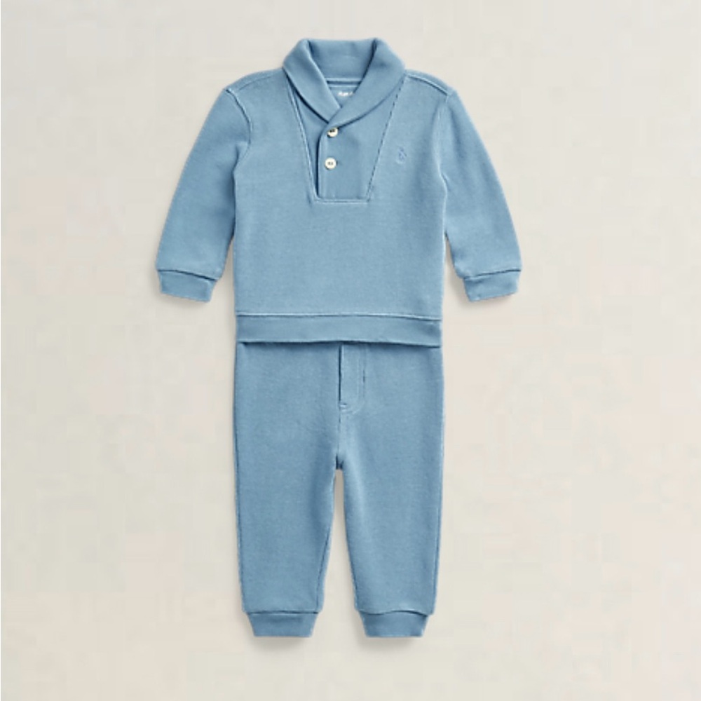 Ralph Lauren Baby Boys French Rib Shawl Collar Set